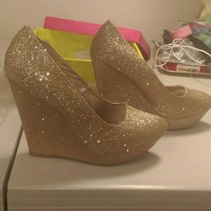 Charlotte Russe High Wedge Champagne Shoes